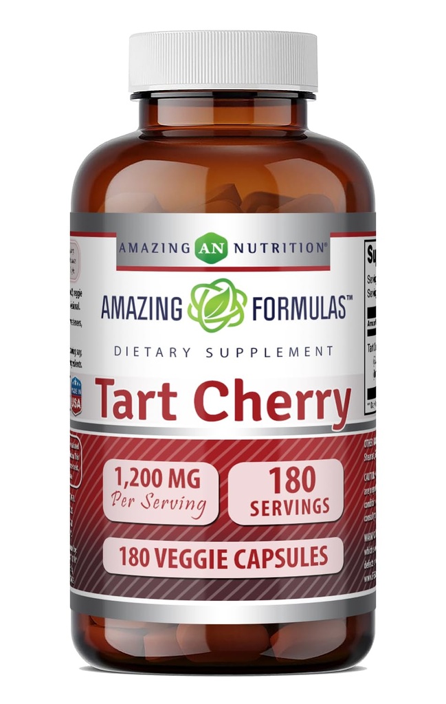 Verbazingwekkende Formules Tart Cherry 1200 MgPer Serveren 180 Veggie Capsules Supplement 