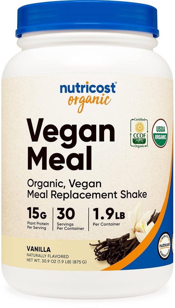 Nutricost Organic Vegan Meal Replacement Shake Powder (Vanilla) - Gecertificeerd USDA Organic, Vegan, and Gluten Free