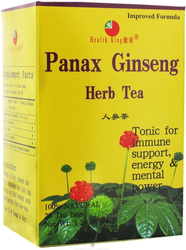 Gezondheid Koning Panax Ginseng Kruidenthee, Theezakken, 20-Count Box (verpakking van 4)