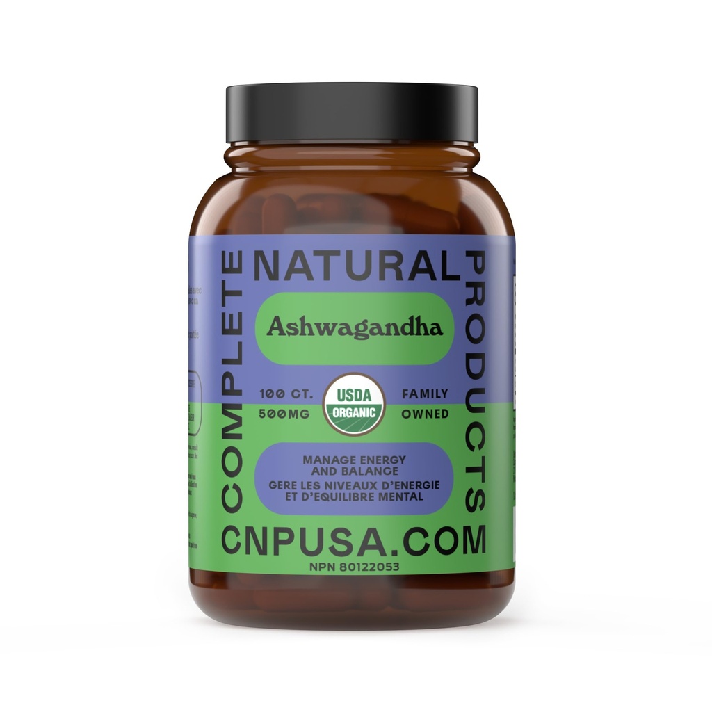 Biologische Ashwagandha Capsules - 100 Capsules 500mg Pure Biologische Ashwagandha Supplement voor Calming Ondersteuning