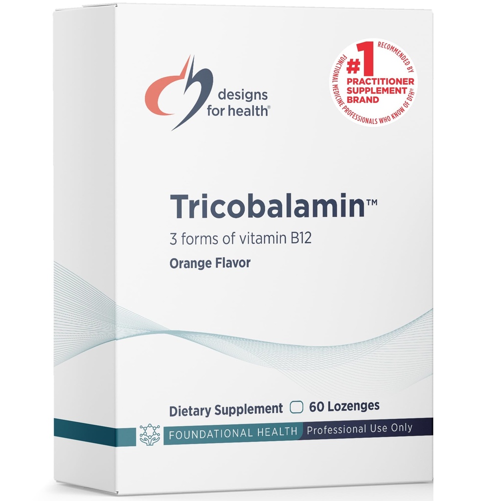 Designs for Health B12 Tricobalamine Lozenges - 3000mcg Triple B12 Quick Solution Tablets with Methylcobalamine, Adenosylcobalamine + Hydroxocobalamine - Natural Orange Flavor (60 Lozen)
