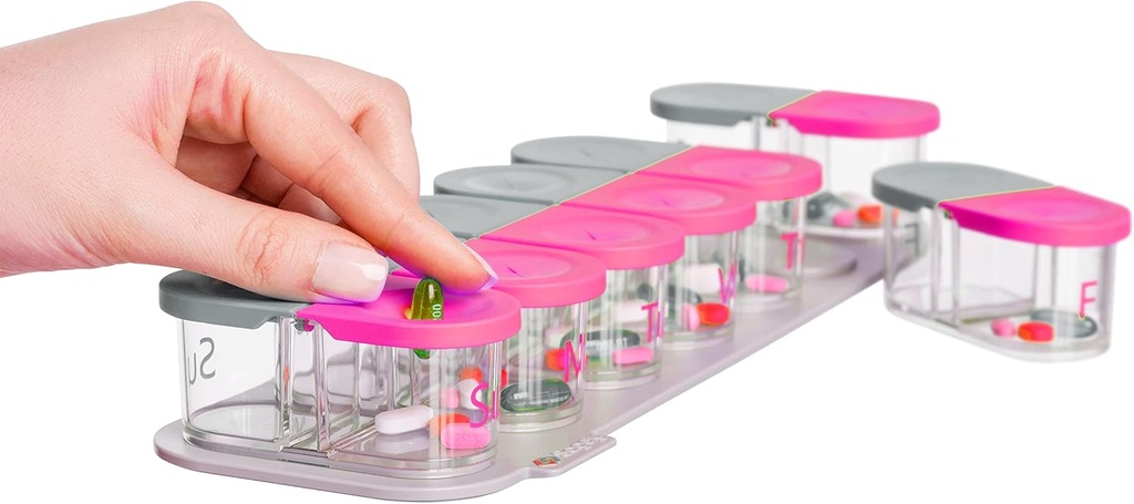 Sagely SMART XL Wekelijkse pil Organisator - extra grote 7 dagen AM/PM Pill Box 2 keer per dag met gratis herinnering App (Grote genoeg om visolie, kabeljauwleverolie, vitamine D supplementen & vitamines te fitten)