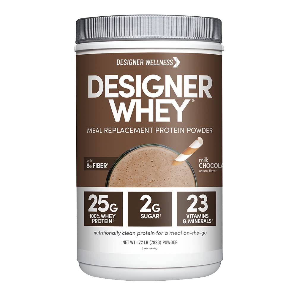 Designer Wellness, Designer Whey Protein Replacement Meal Powder, Bio Superfood complexe glucides, vitamines, minéraux, sans gluten, chocolat au lait, 1,72 livre