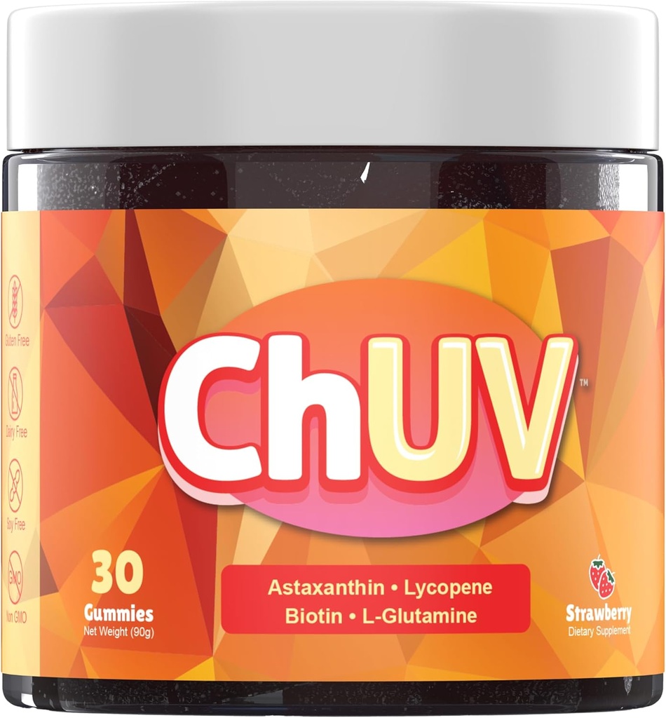 60 Gummies - Natural Astaxanthine Supplement for Supporting Tanning - Includes Lycopeen, Biotin, and L-Glutamine - Non-GMO & Glutenvrije