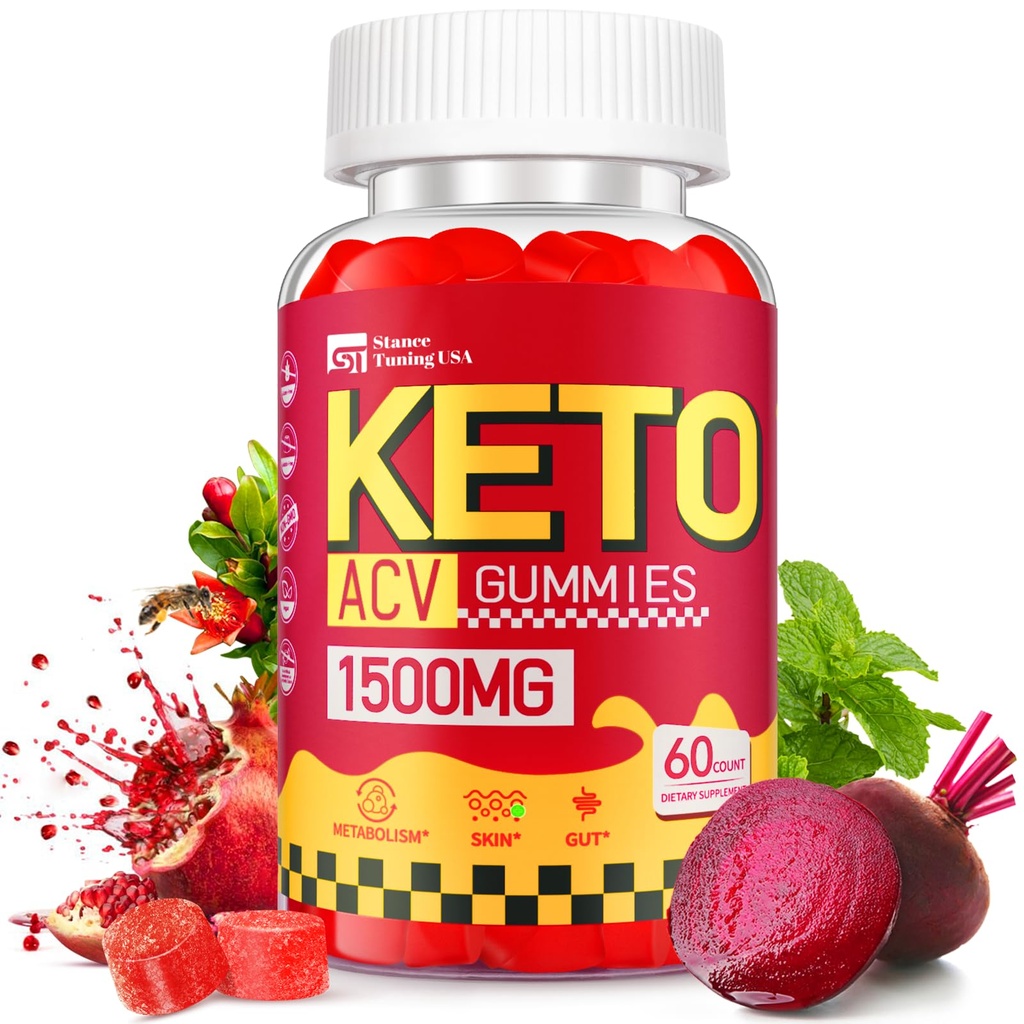 Keto ACV Gummies for Weight Loss - Delicious 1500MG Apple Cider Vinegar with Mother, Probiotics, Vitamins B6 & B12 - Sugar Free, Vegan & Non-GMO - ondersteunt Gut Health, Metabolisme & Fat Burn for Women