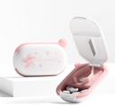 White Small Pill Cutter Splitter with Centering Device for Small and Tiny Pills, Cuts Vitamins Tablets, Portable Exquisite Pill Crusher for Purse Pocket