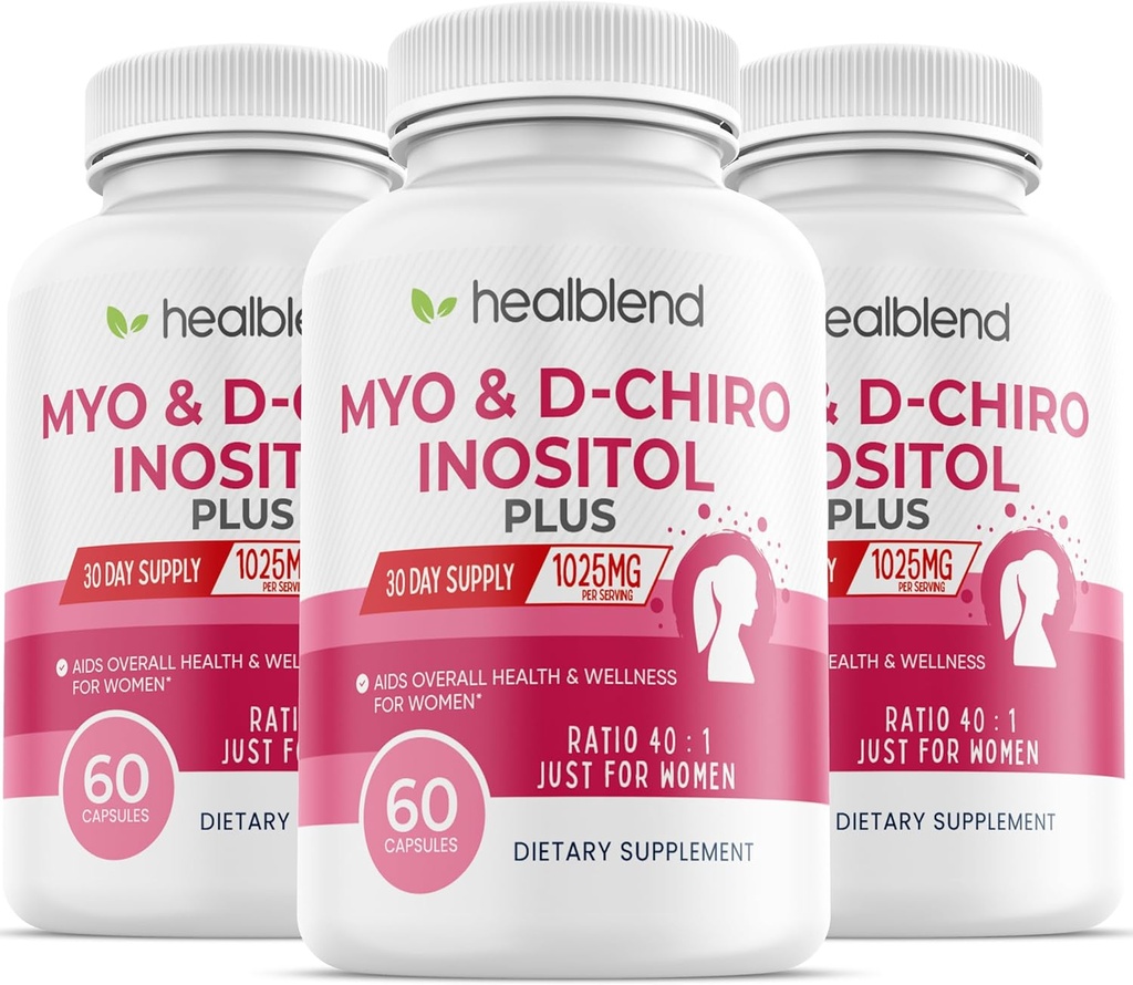 Myo & D-Chiro Inositol Plus Supplement Blend, Hormonal Balance, Healthy Ovulation & Global Wellness Support for Women, Fertility and Grossesse Health (3 Pack)