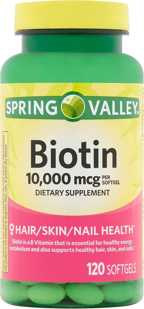 Spring Valley Biotin Dieetsupplement, 10.000 mg, 120 Softgels