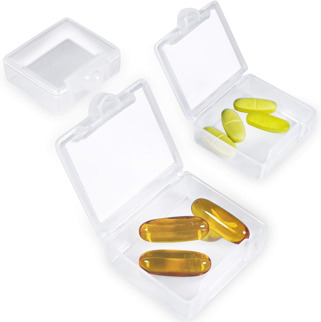Mini Pill Box Container Portable for Purse Pocket Small Pill Holder Case (blanc)