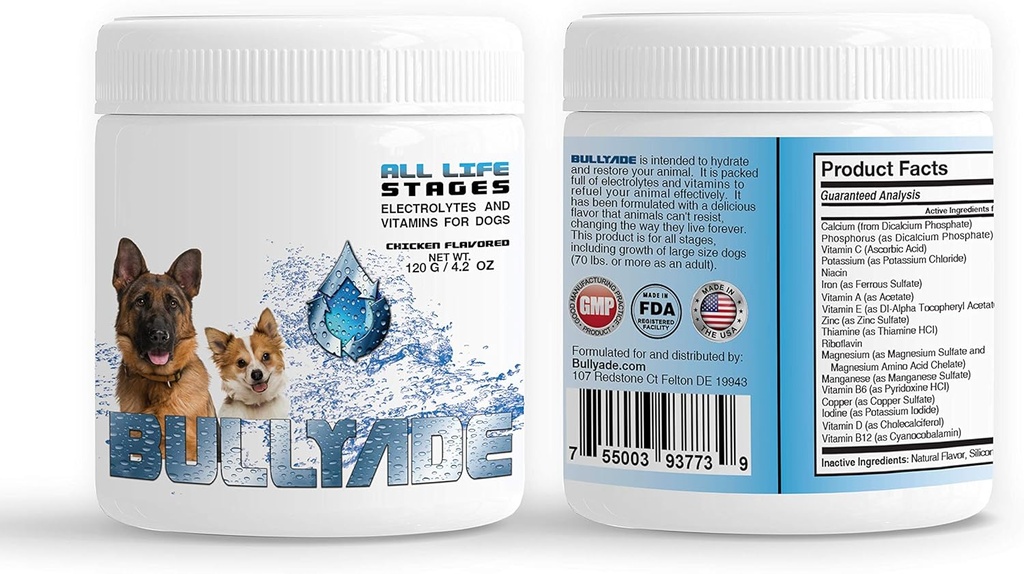 Supplément pour chien naturel avec 18 vitamines et minéraux. Mélange avec de l'eau ou des aliments. (Chicken)