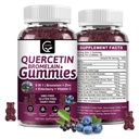 Quercetine Gummies with Bromelain 2378mg - Blend with Elderberry, Echinacea Purpurea Extract, Zink, Vitamine C,D3,K2, Complex Supports Immune, Cardiovasculaire & Respiratory, Vegan Gummy for Adult & Kid