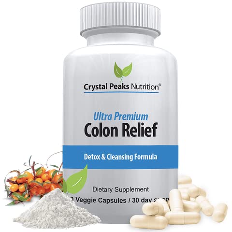 Capsules naturelles de nettoyage Colon pour le soulagement de la constipation et le nettoyage Gut Detox - Cascara Sagrada, Psyllium Husk & Bentonite (60 capsules)