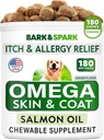BARK&SPARK Omega 3 voor honden - 160 Visolie Treats for Dogs - Skin and Coat Supplement - EPA & DHA Fatty Acids - Canine Salmon Oil - Ansjovis
