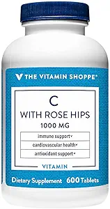 De vitamine Shoppe Vitamine C 1000MG met Rose HIPS, Antioxidant die Immune en Cardiovasculaire Gezondheid ondersteunt, Rose HIPS bieden een natuurlijke bron van vitamine C (300 tabletten)