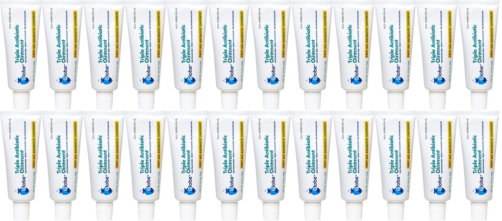 Globe Triple Antibiotica Eerste Hulp Zalf, 0,5 oz (24-pack) Eerste Hulp Antibiotische Zalf, 24-uurs infectie bescherming, Wondverzorging behandeling voor kleine scrapes, brandwonden en snijwonden