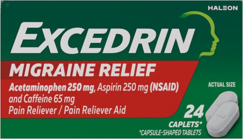 Excedrine Migraine Pain Reliever Caplets 24 ea (verpakking van 3)
