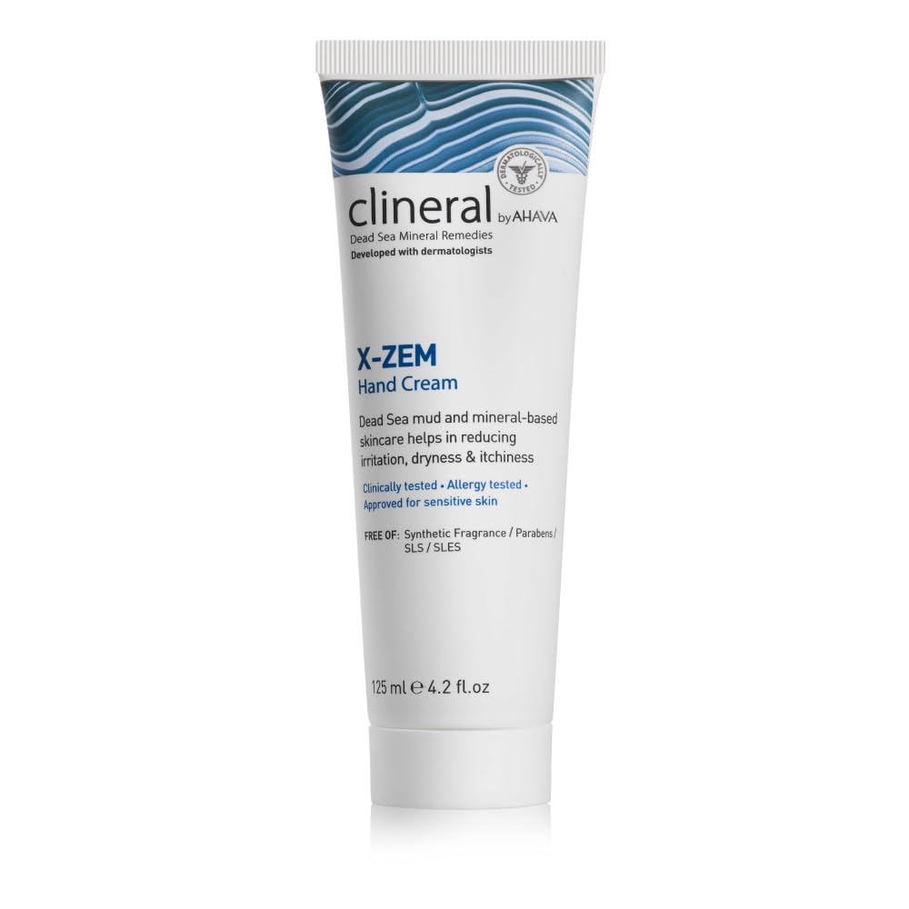 AHAVA Clineral X-Zem Hand Cream - Verlicht ongemak van dermatitis, bestrijdt roodheid, droogheid en jeuk, verzacht droge en ruwe plekken, met Hippophae Oil, Shea Butter & Osmoter, 4.2 Fl.Oz