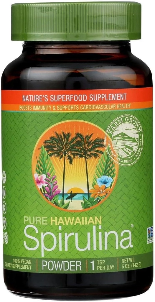 Pure Hawaiian Spirulina Powder Natural Premium Spirulina van Hawaii Vegan, Non-GMO, Immunity Support - Superfood Supplement & Natural Multivitamine, 5 Ounce