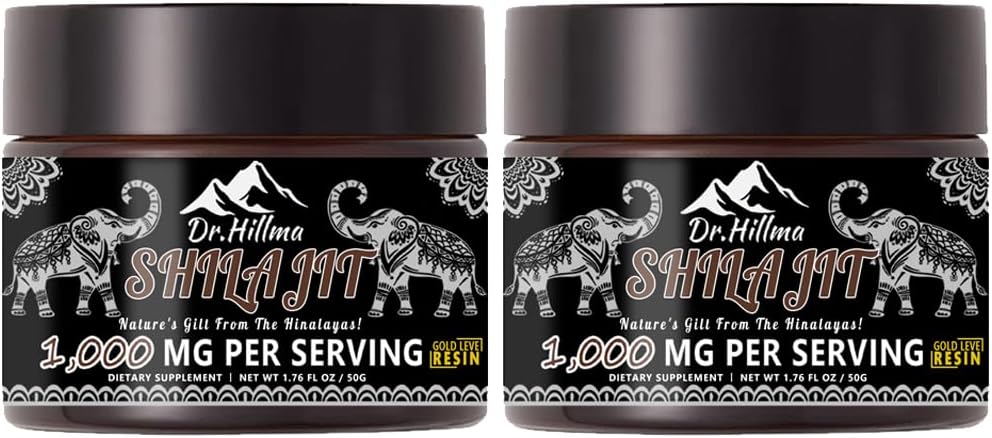 Pure Shilajit Resin, Authentic Golden Grade A,1000mg Maximale Potentie Biologische Natuurlijke Shilajit Resin met Fulvic Acid voor Energie, Immune Support,50 Gram,2 Pack