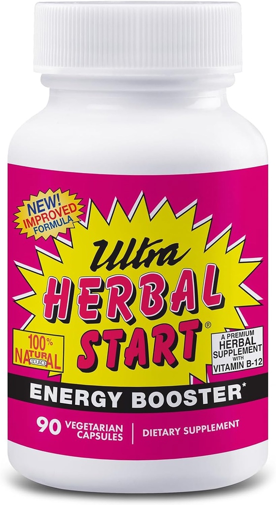 Ultra Herbal Start Energy Booster - met B-12, Panax Ginseng, Yerba Mate, Kola Nut, Spirulina & Echinacea 