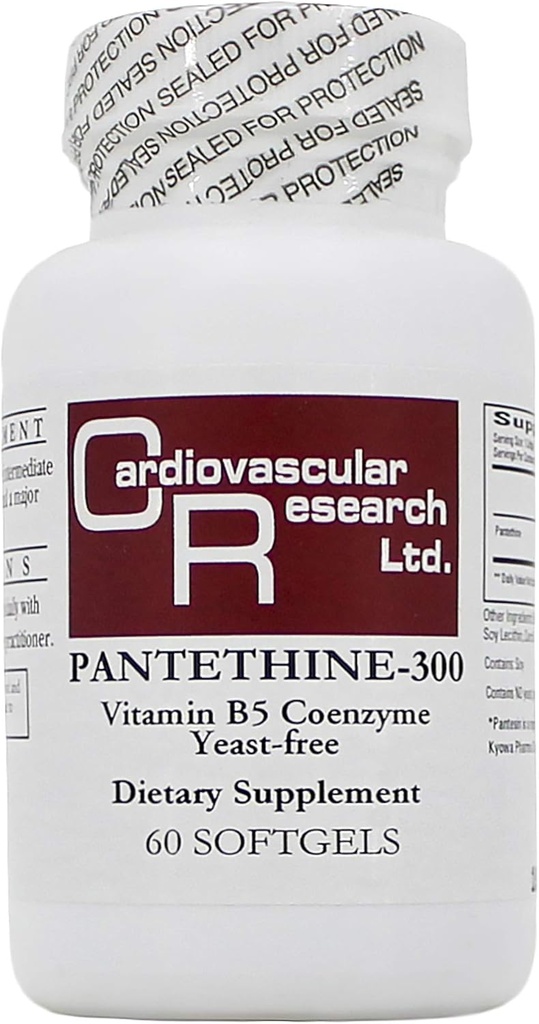 Pantetine 300mg (Pantesin) 60 Softgels - 2 Pack - Ecologische Formules/Cardiovasculaire Onderzoek