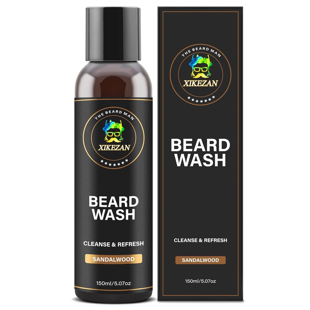 XIKEZAN Baard Wash Shampoo w/Natural Biotin Argan & Jojoba Oliën Diep reinigen Glad & Versterkt, Kerst stocking Stuffers Vaderdag Gifts voor mannen Hem vader vriendje man