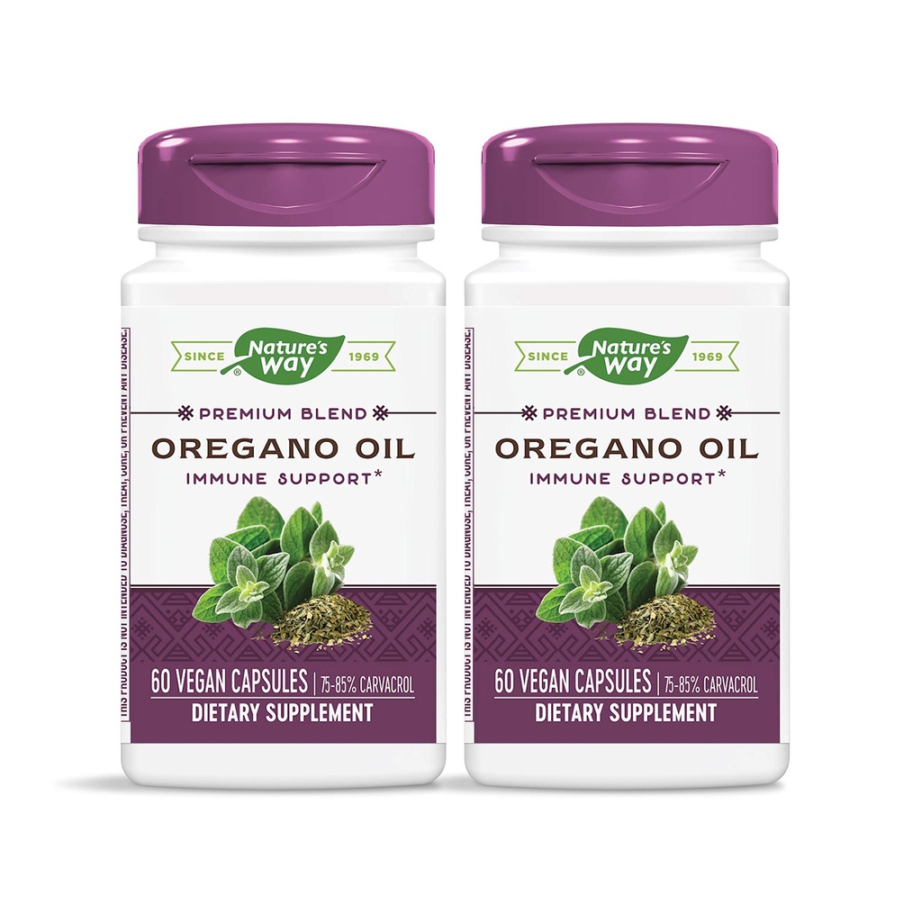 Nature's Way Oregano Oil 75-85% Carvacrol par Capsule, Végétarien, 60 Capsules Végétarien, Paquet de 2