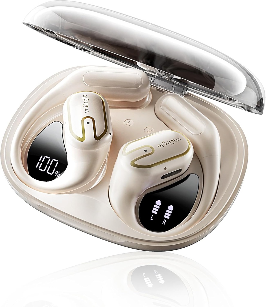 Open oorhoofdtelefoons Oordopjes draadloos - 5.4 Bluetooth oordopjes met LED-Digital Display IPX7 Waterdichte, draadloze hoofdtelefoons Touch Control Air Conduction Stereo Sound met 18,2mm Drivers 80H Playtime