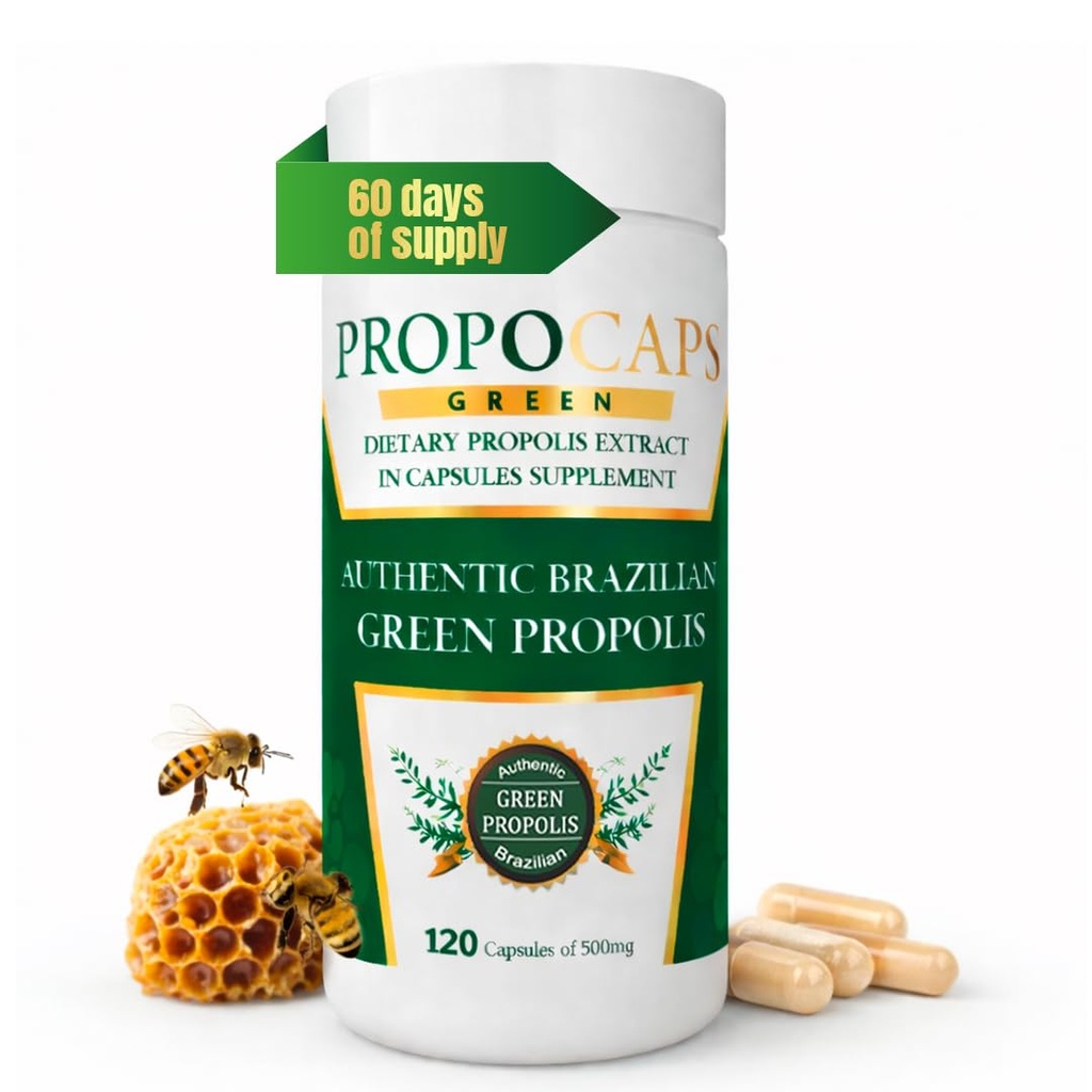 Beelife Green Propolis Capsules- 100% Braziliaanse Green Propolis - Immune Support & Antioxidant Booster- Gecertificeerde ISO 22000, Kosher - Bee Propolis supplementen capsules- Propolis Extract (60 Days Supply)