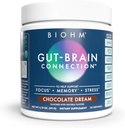 BIOHM Gut-Brain Connection Memory & Focus Supplement (6.74 Oz, 30 Servings) ondersteunt Gut Health & Cognitive Well-Being, helpt verbeteren Mood, Probiotica, Lion's Mane & Bacopa Monneiri, Chocolate Flavor