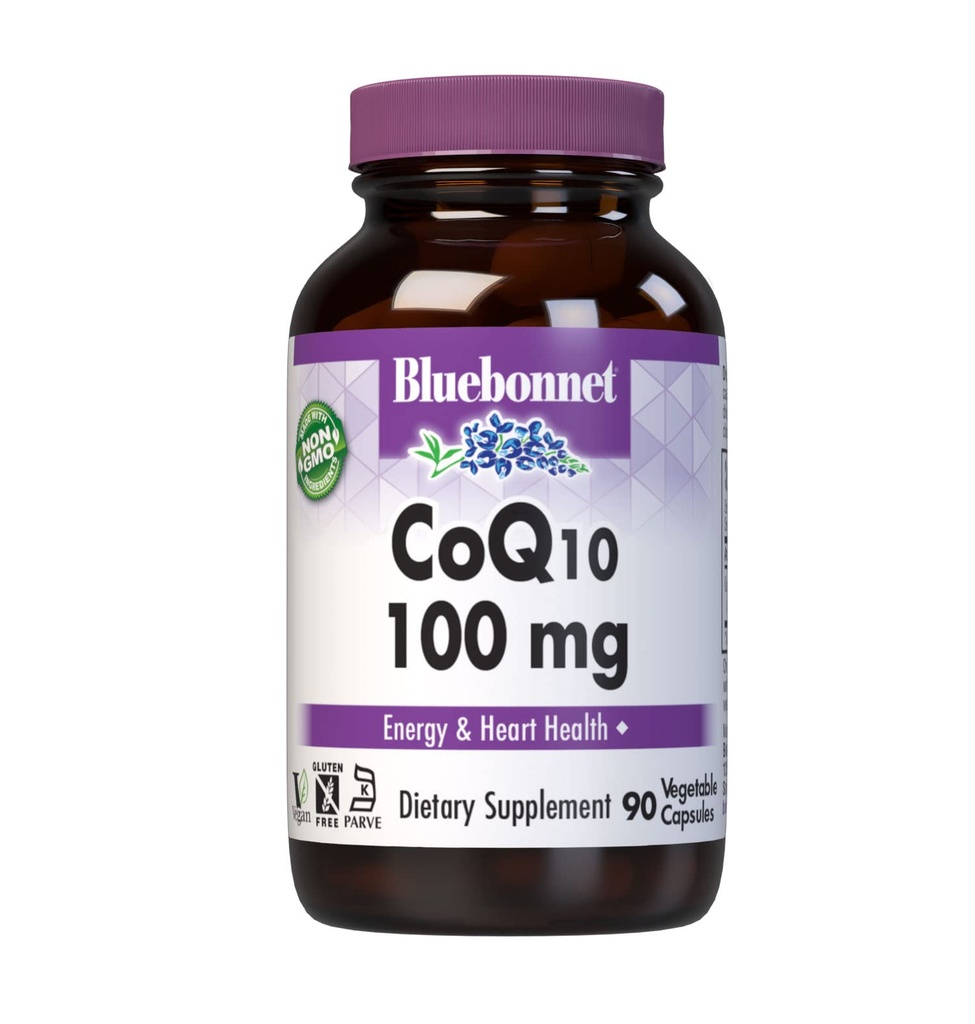 BlueBonnet CoQ10 100mg Supplement Co-enzym Q10 Ubichinon met vitamine E voor energie en gezondheid van het hart* - Nutritional Antioxidant Support for Women & Men - Non-GMO, Glutenvrije - 90 Vegetarische Softgels