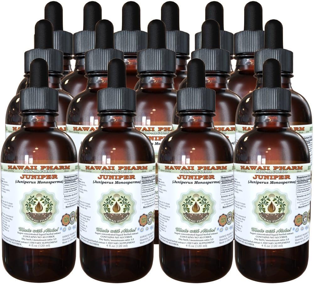 Juniper Alcoholvrij Liquid Extract, Biologische Juniper (Juniperus Monosperma) Gedroogde Berry Glycerite Hawaii Pharm Natural Herbal Supplement 15x4 oz
