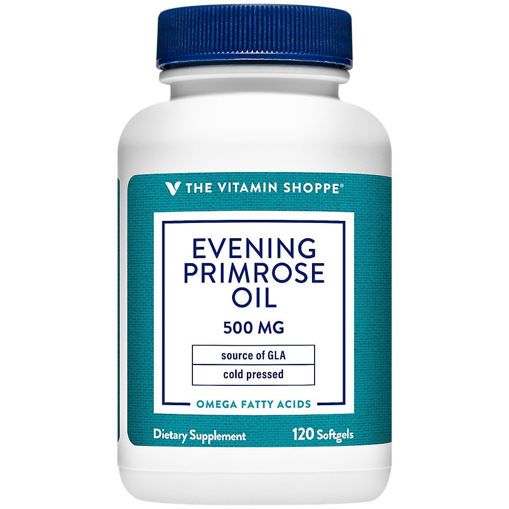 The Vitamin Shoppe Avond Primrose Oil 500MG, Natural Source of GLA (Gammia Linolenic Acid), Supplement for Women's Health & Hormonal Balance (120 Softgels)