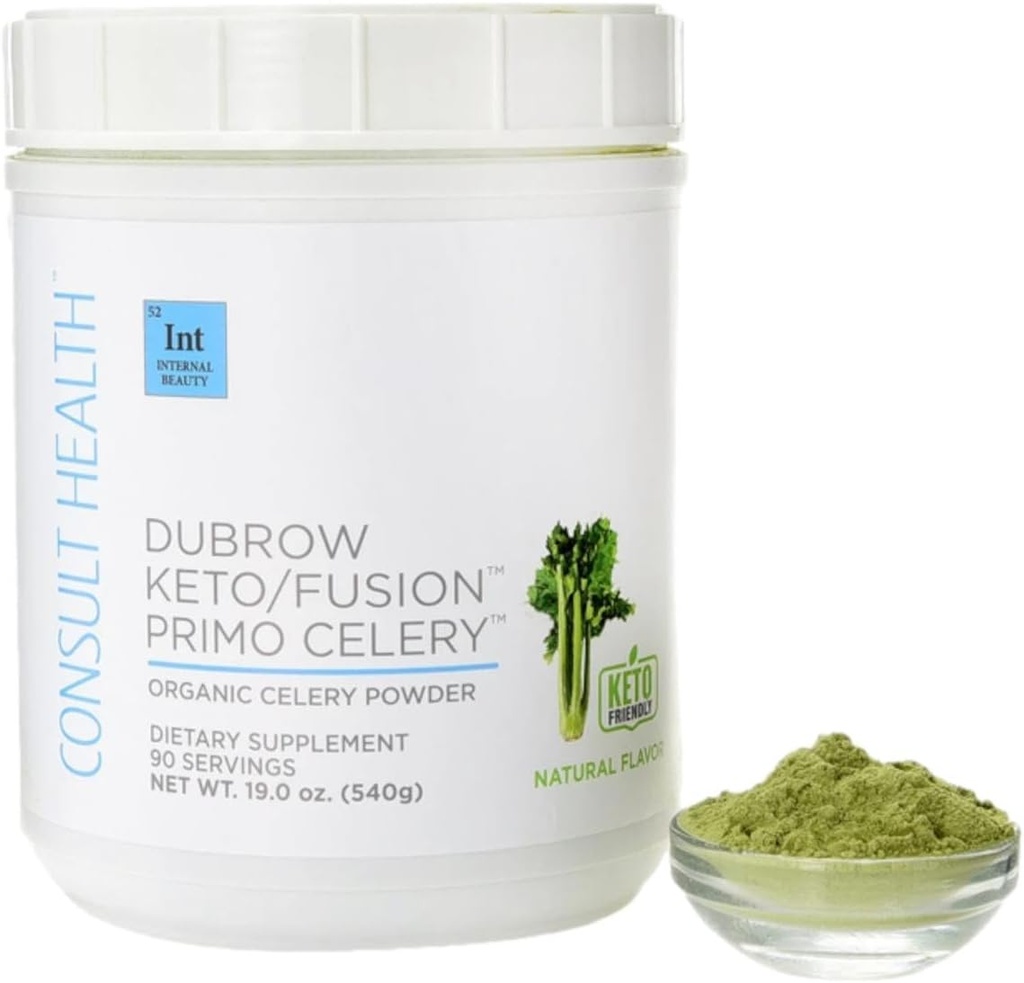 Consult Health Primo Selderij Instant Juice Drink Mix Powder for Gut Health Certified Organic - Non GMO - Ondersteunt gezonde spijsvertering - Detoxes & Hydrates - Keto/Fusion Friendly - 19,0 oz