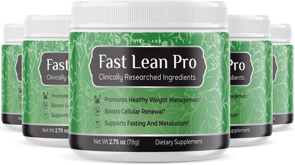 rize labs Fast Lean Official Pro Advanced Formula Supplement, Hydration BCAA Drink Capsules in een Jar, Eenvoudig te Scoop en Smaakt Groot - Pack van 5(120 Servings)