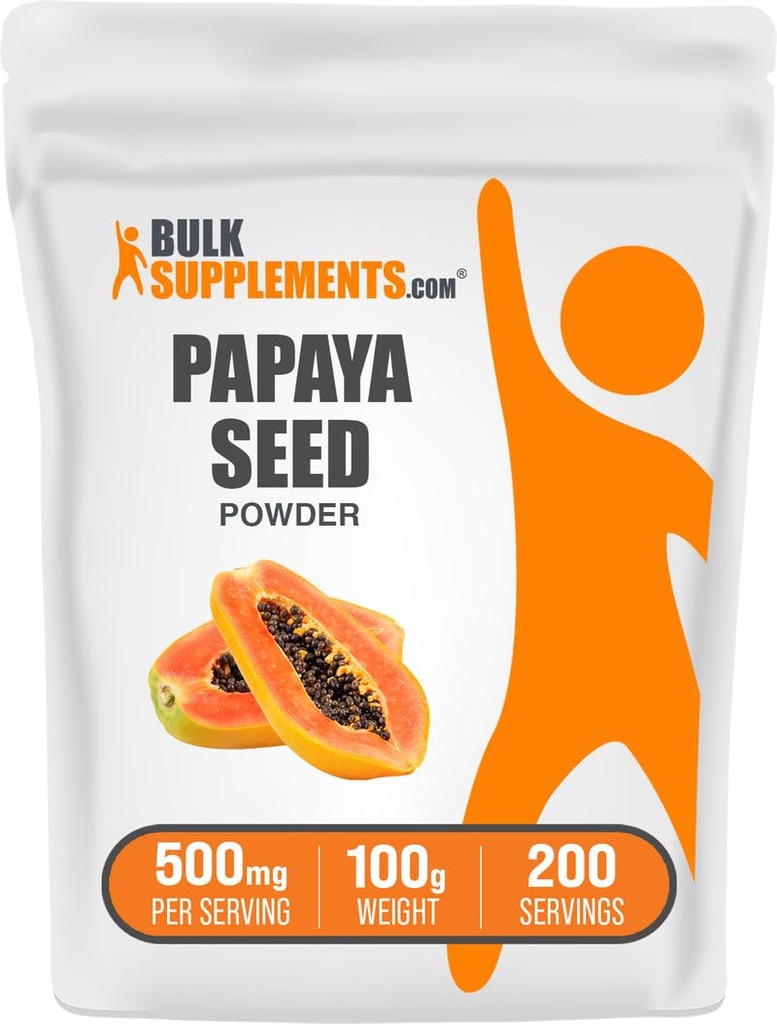BulkSupplements.com Papaya Seed Powder - Carica Papaya Seed, voedingssupplement, voor spijsverterings- en darmondersteuning - Glutenvrij, 500mg per portie, 100g (3.5 oz) (verpakking van 1)