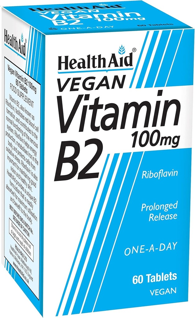 Gezondheidshulp Vitamine B2 (Riboflavine) 100mg - Langdurige afgifte 60 tabletten