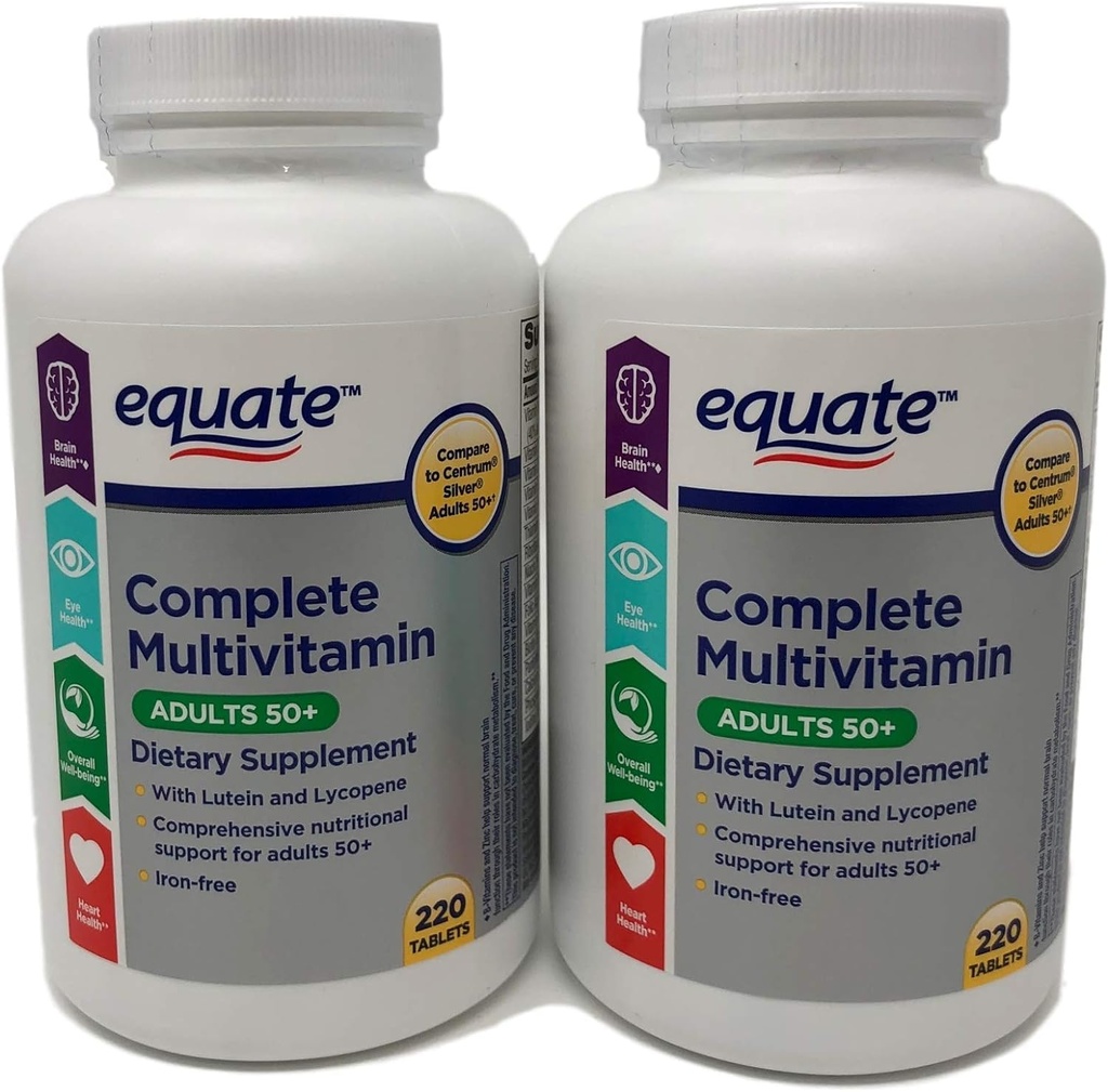 Equate volwassen volwassen 50+ One Daily Complete Multivitamine Vergelijk met Centrum Silver (220 Ct) (pack of two)