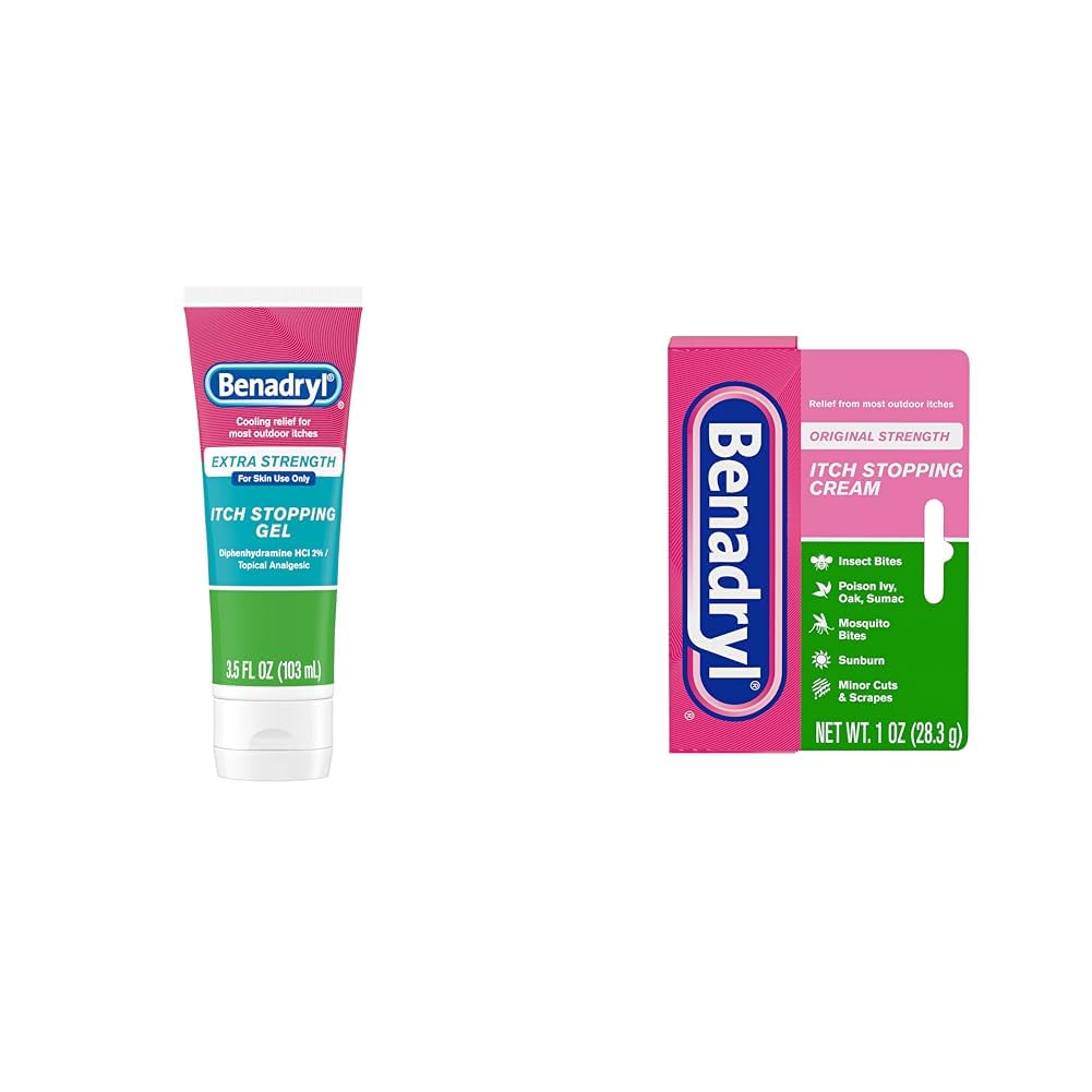 Benadryl Anti-Itch Gel & Cream Bundel met Poison Ivy Relief, Analgetisch voor buiten jeuk, 3 producten