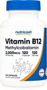 Nutricost Vitamine B12 (Methylcobalamine) 2000mcg, 120 Capsules - Vegetarische caps, Non-GMO, Glutenvrij B12 Supplement