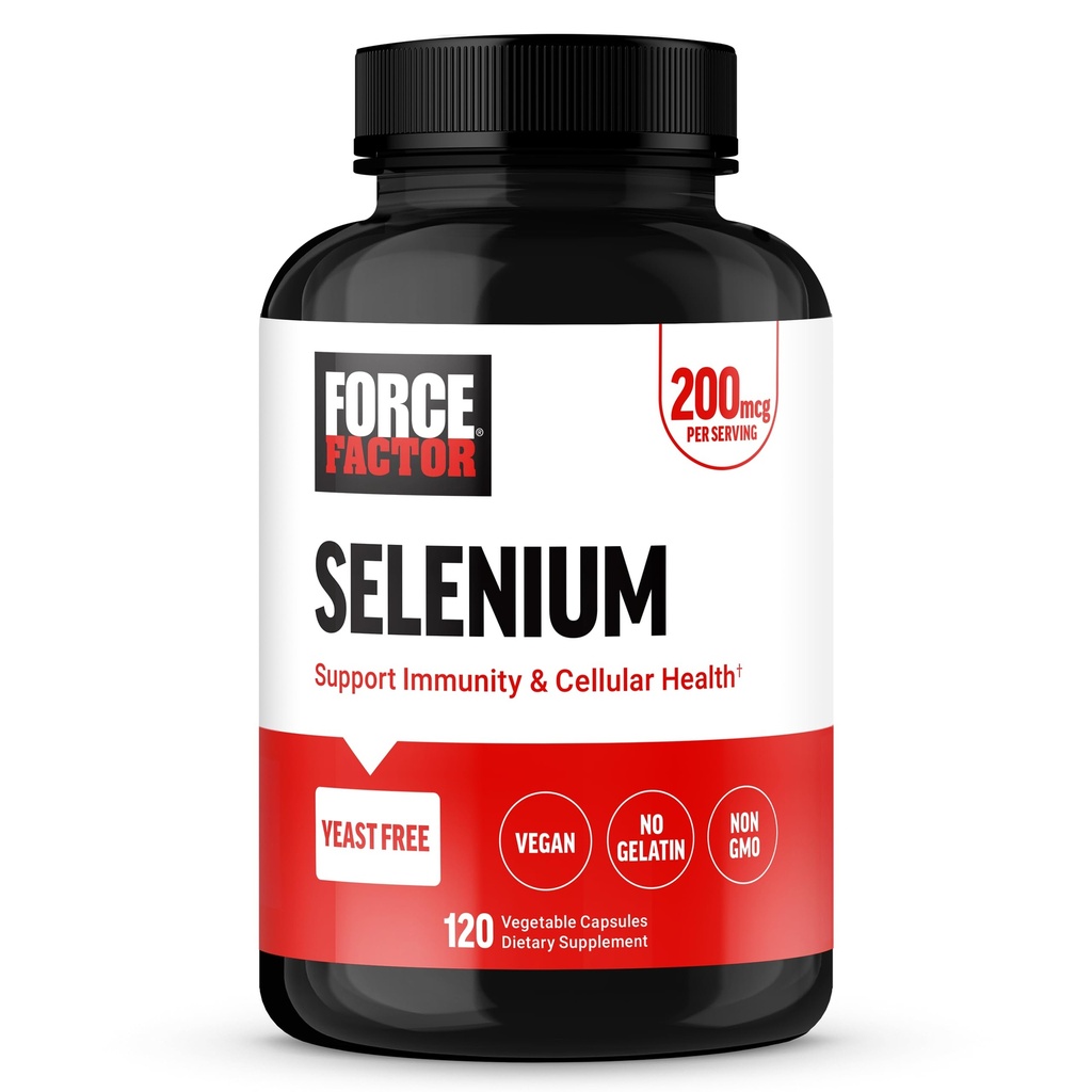 Force Factor Selenium Immune Support Supplement, Selenium 200mcg Capsules ter ondersteuning van Immune Defense, Immunity Supplement, Vegan, Non-GMO, 120 Capsules