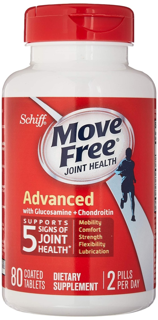 Schiff Move Free Advanced, Joint Health Supplement met Glucosamine en Chondroitin, 80 Tellen