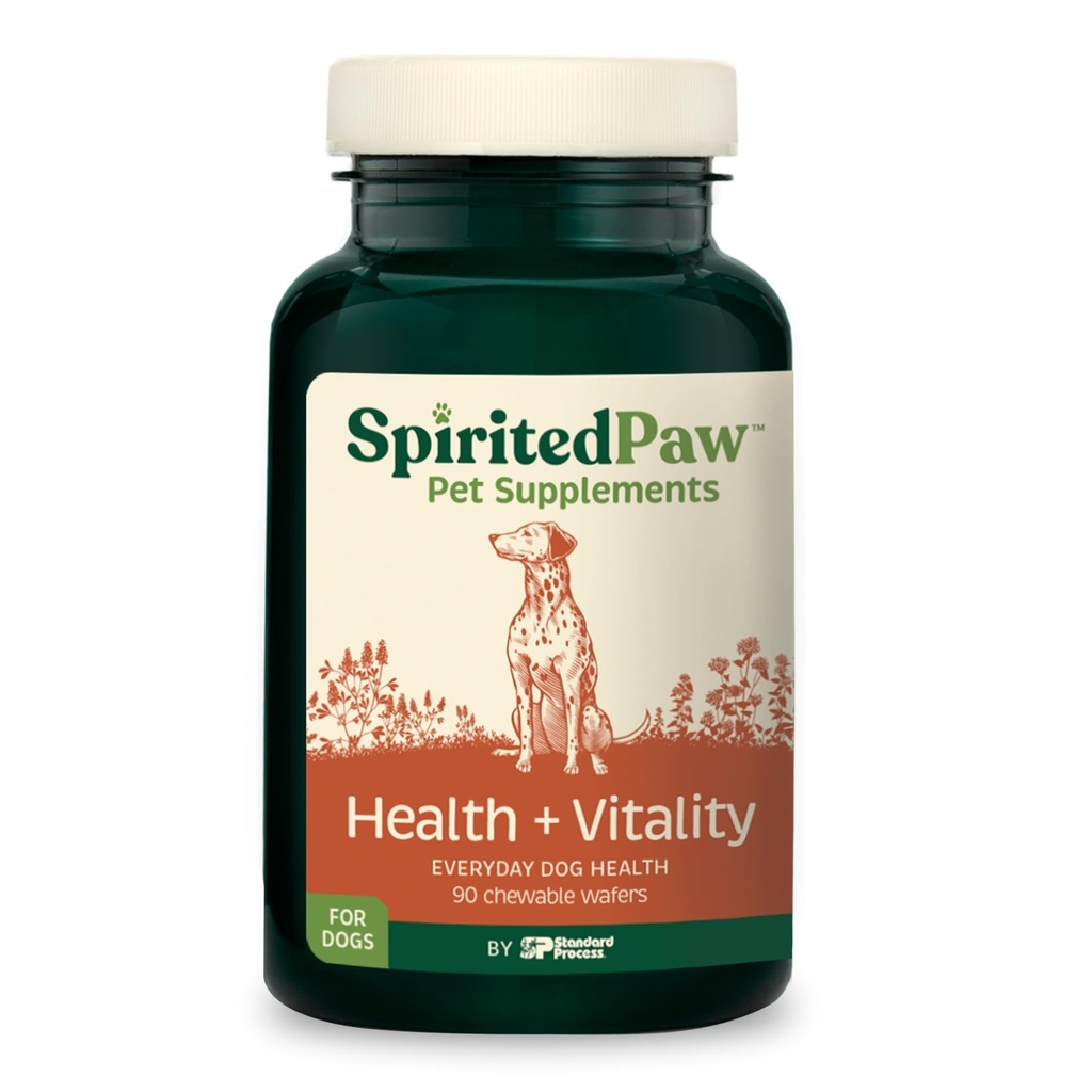 Spirited Paw Health + Vitality for Dogs - Pet Supplement for Immune System, Coat, Liver Health & More - Honden Multifunctionele ondersteuning met Choline, Calcium, Zink, & Vitaminen D en A - 90 Kauwbare Wafers