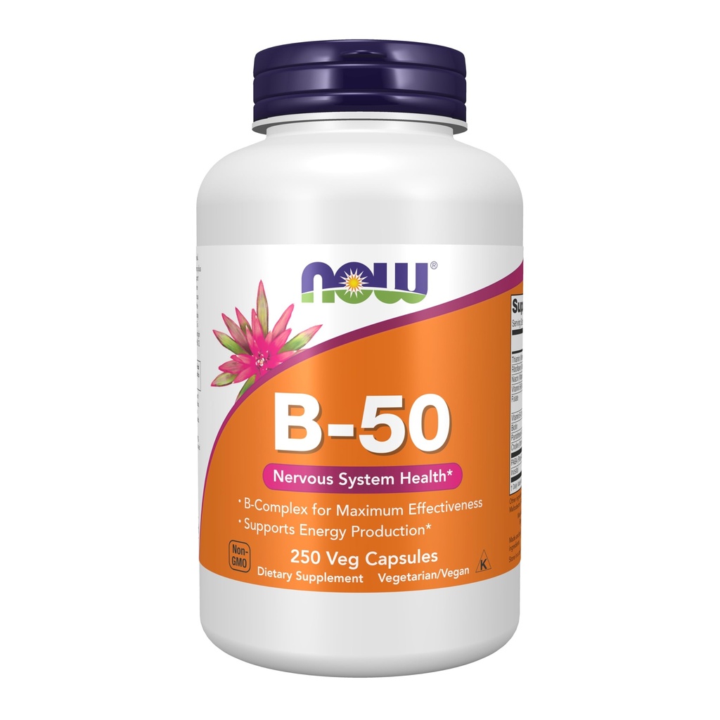 NOW Supplementen, Vitamine B-50, Energieproductie*, Zenuwstelselgezondheid*, 250 Veg Capsules