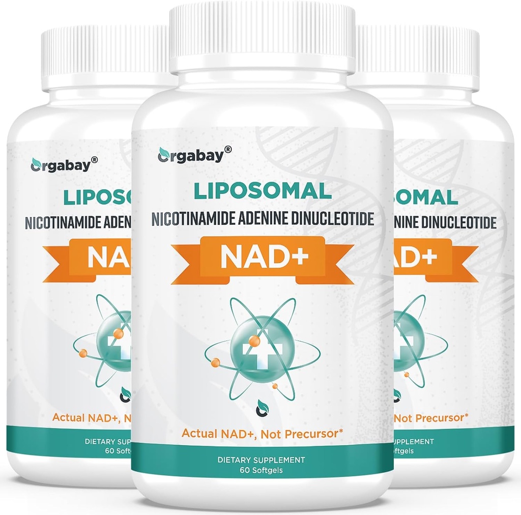 Orgabay Liposomale NAD+ Supplement 500 mg, Hoge Absorptie, Boost NAD+ met TMG 250 mg, Werkelijke NAD Plus Efficiënter dan Nicotinamide Riboside, Ondersteuning Cellular Energy, Gezond Verouderen 180 Softgels