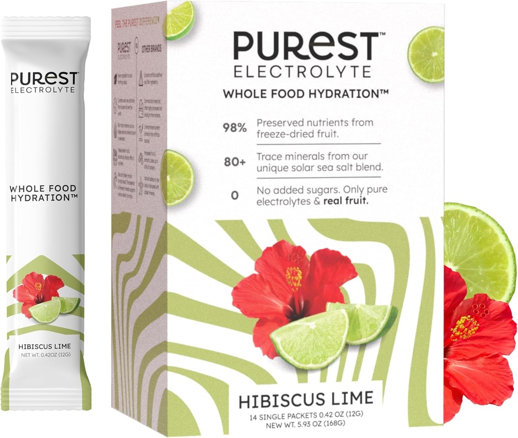 Ken Brainer Purest Electrolyte Hibiscus Lime Powder Packets 