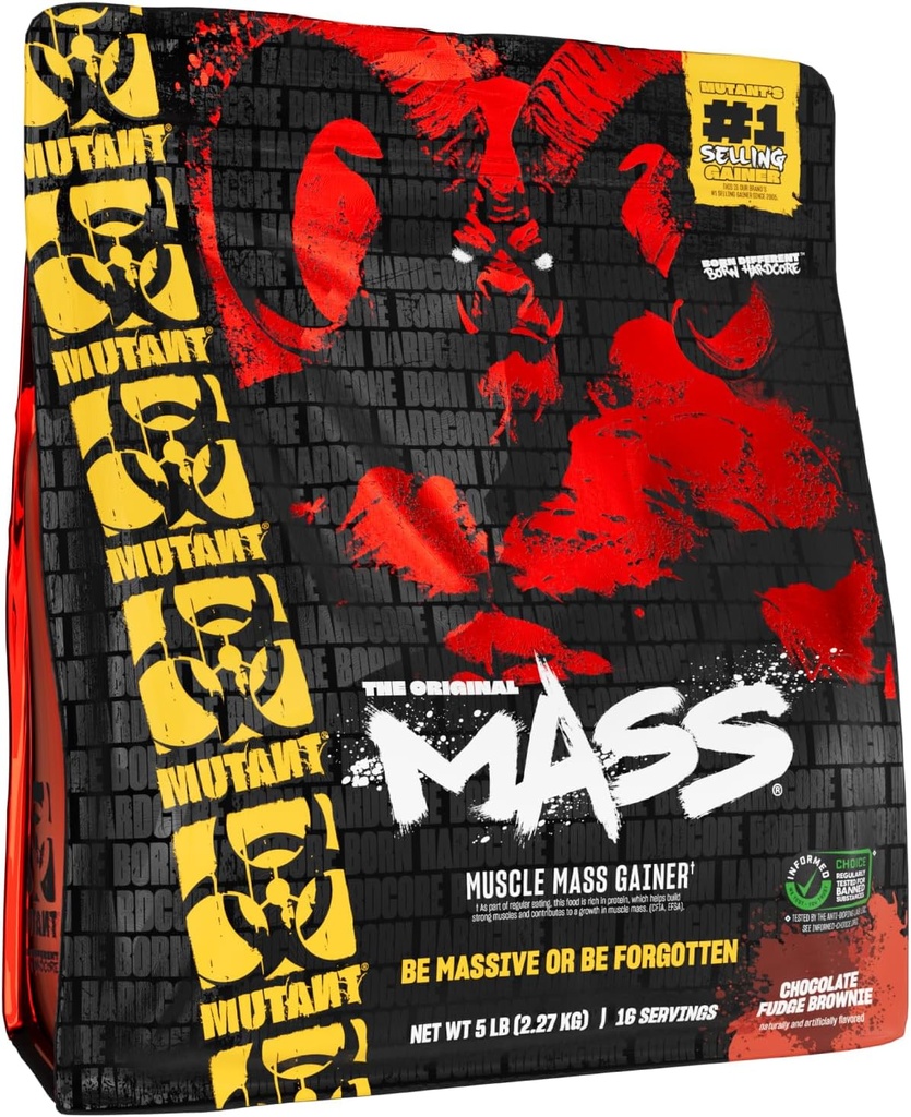 Poudre de protéines de gain de poids mutant - Protéine riche en calories pour masse maigre, construction musculaire et en vrac - 5 livres - Chocolate Fudge Brownie