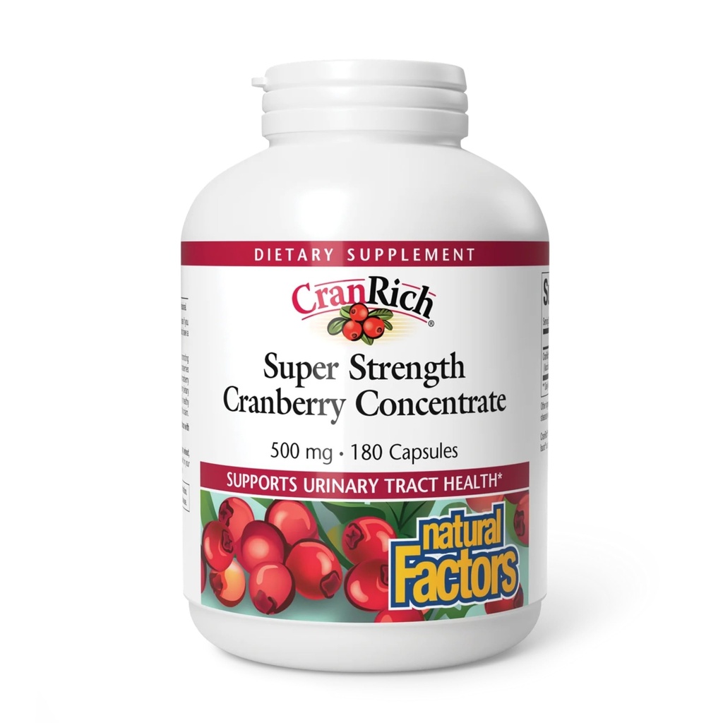 Natuurlijke factoren CranRich Super Strength Cranberry Concentrate - Antioxidant Ondersteuning Supplement met Cranberry Concentrate - Aids Urinary Tract & Bladder Health - 180 Capsules (180 Servings)