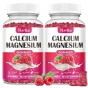 Calcium Magnesium Zink Gummies-Calcium Magnesium 2:1 Ratio met vitamine D3, K2, B6, B12 voor botsterkte, spierfunctie & nerve gezondheid, extra absorptie formule, veganist, framboos smaak 120 Gummies