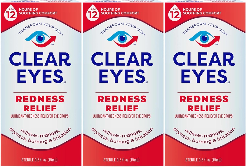 Clear Eyes Redness Eye Relief Eye Drops, 0,5 Fl Oz, Verpakking van 3